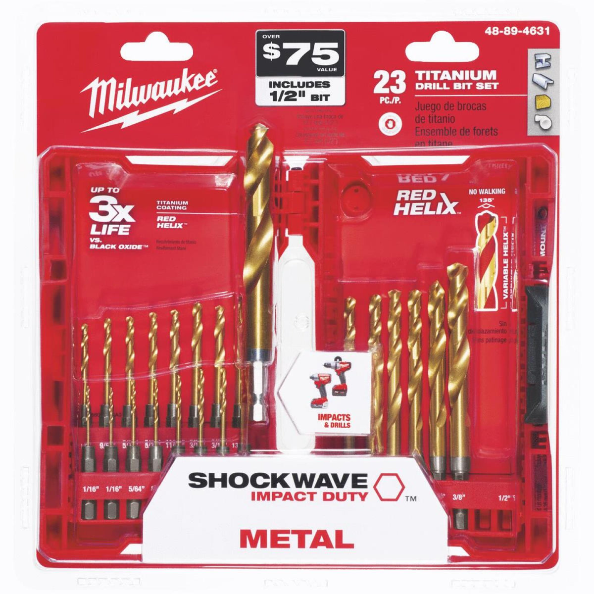 Milwaukee Shockwave 23-Piece Impact Duty Titanium Hex Shank Drill