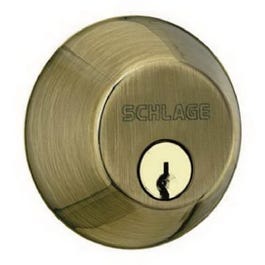 Antique Brass Single-Cylinder Deadbolt Lock