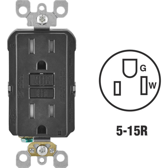 Leviton SmartlockPro Self-Test 15A Black Commercial Grade Tamper Resistant 5-15R GFCI Outlet