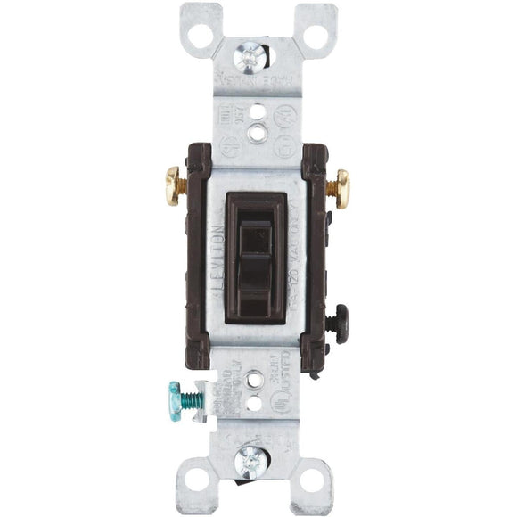 Leviton Quiet Grounded Toggle Brown 15A 3-Way Switch