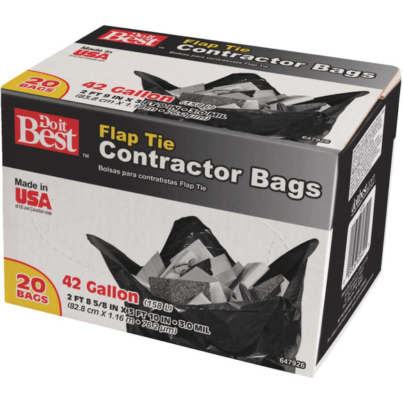 Do it Best 42 Gal. Flap Tie Contractor Black Trash Bag (20-Count)