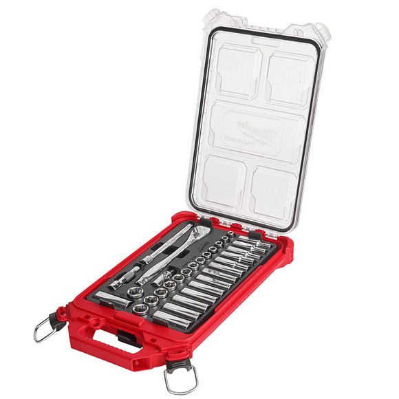 3/8 in. 32 Pc. Ratchet and Socket Set in PACKOUT™ - Metric