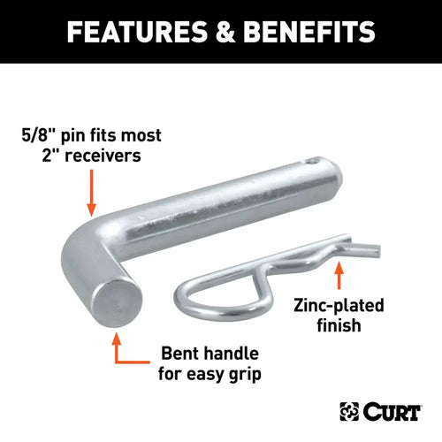 Curt  5/8 Hitch Pin (2 Receiver, Zinc, Packaged) (5/8)