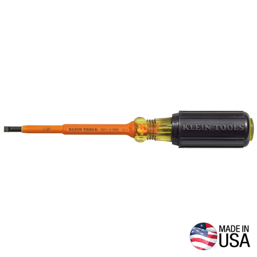 Klein Tools Insulated Screwdriver, 3/16-Inch Cabinet, 4-Inch (3/16 Cabinet - 4)