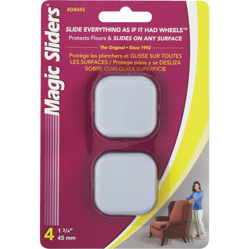 Magic Sliders 1-3/4 In. Square Self-Adhesive Furniture Glide,(4-Pack)