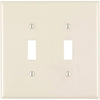 Leviton 2-Gang Plastic Oversized Toggle Switch Wall Plate, Light Almond