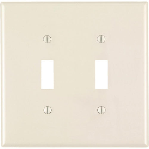 Leviton 2-Gang Plastic Oversized Toggle Switch Wall Plate, Light Almond