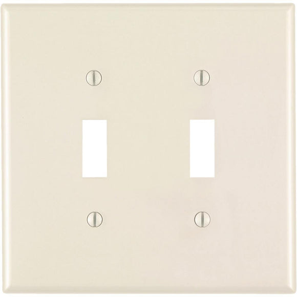 Leviton 2-Gang Plastic Oversized Toggle Switch Wall Plate, Light Almond