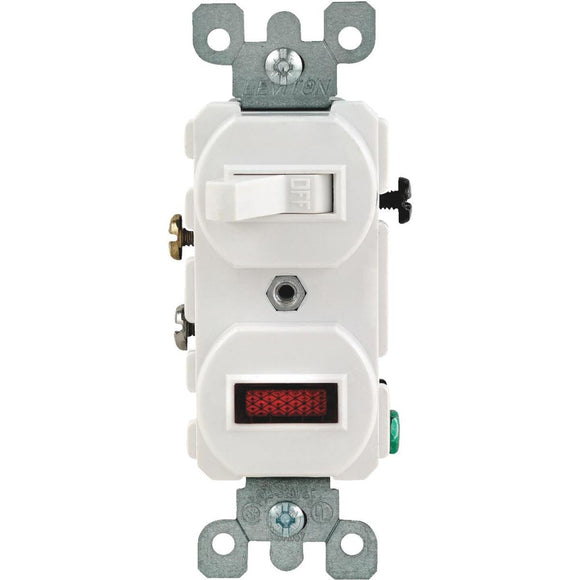 Leviton Heavy-Duty White 15A Switch & Pilot Light