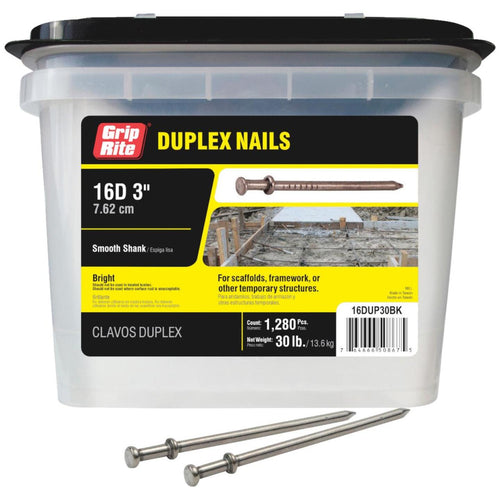 Grip-Rite 16d x 3 In. Bright Duplex Framing Nails (1280 Ct., 30 Lb.)