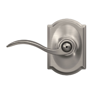 Schlage Accent Lever with Camelot Trim Bed & Bath Lock (Satin Nickel - F40 ACC 619)