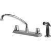 Home Impressions Dual Handle Metal Knob Kitchen Faucet with Side Spray, Chrome