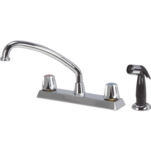 Home Impressions Dual Handle Metal Knob Kitchen Faucet with Side Spray, Chrome