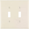 Leviton 2-Gang Plastic Oversized Toggle Switch Wall Plate, Light Almond