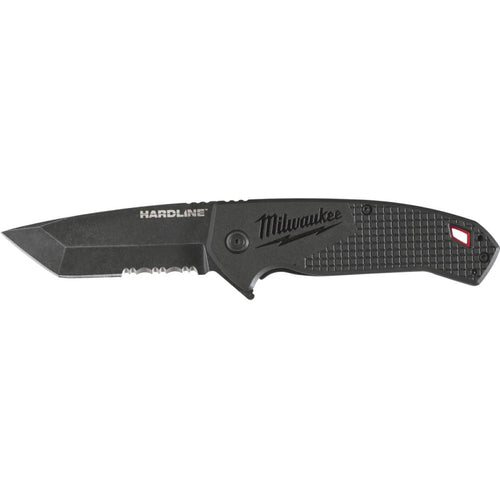 Milwaukee Hardline 3 In. Serrated Blade Black Pocket Knife