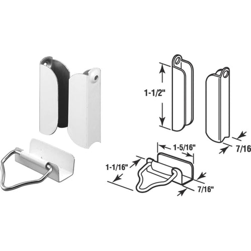 Prime-Line 7/16 In. White Hanger & Latch (2 Pack)