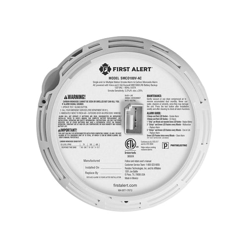BRK 1046781 Interconnect Hardwire Smoke & CO Alarm with Battery Backup & Voice