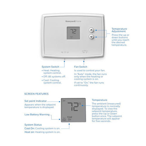 Honeywell Home RTH111B1024 Non-Programmable Digital Thermostat