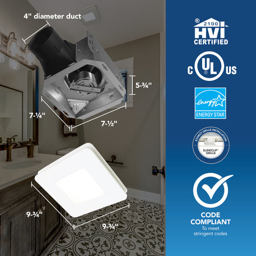 Broan-Nutone Broan-NuTone® Roomside Series Bathroom Exhaust Fan w/ LED Light, 60 CFM, Energy Star®