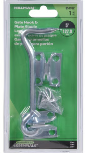 Hillman Hardware Essentials Gate Hook Latch with Plate Zinc (5)