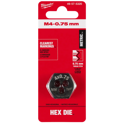 Milwaukee M4-0.70 mm 1-Inch Hex Threading Die