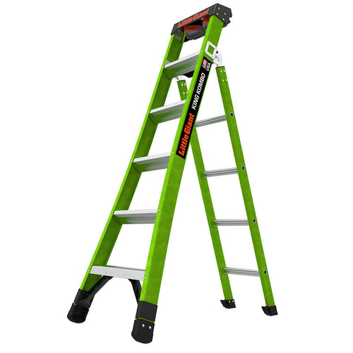 Little Giant King Kombo 2.0 Professional, 6' - ANSI Type IAA - 375 lb/170 kg Rated, Fiberglass 3-in-1 All-Access Combination Ladder