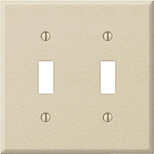 Amerelle PRO 2-Gang Stamped Steel Toggle Switch Wall Plate, Ivory Wrinkle