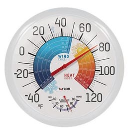 Outdoor Thermometer & Hygrometer + Wind Chill/Heat Index, 13.25-In.