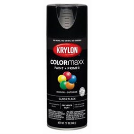 COLORmaxx Spray Paint + Primer, Gloss Black, 12-oz.