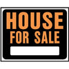 House For Sale Sign, Hy-Glo Orange/Black Plastic, 15 x 19-In.