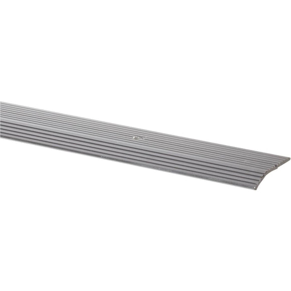 M-D Satin Silver Fluted 1-3/8 In. x 6 Ft. Aluminum Carpet Trim Bar, Wide