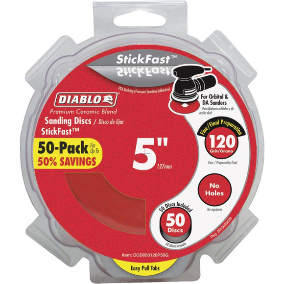 Diablo StickFast 5 In. 120 Grit Sanding Disc (50-Pack)