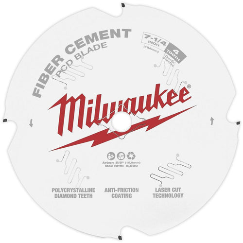 Milwaukee 7-1/4 In. 4-Tooth Fiber Cement PCD Circular Saw Blade