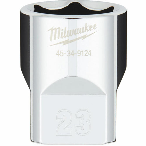 Milwaukee 1/2 In. Drive 23 mm 6-Point Shallow Metric Socket with FOUR FLAT Sides