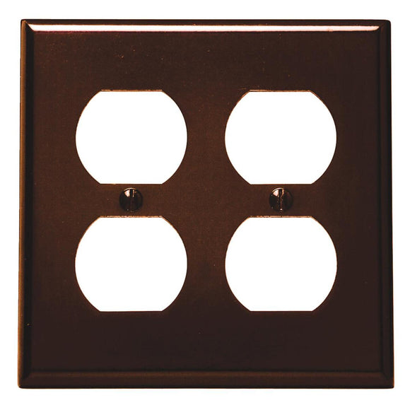 Leviton 2-Gang Smooth Plastic Outlet Wall Plate, Brown