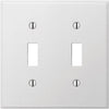 Amerelle PRO 2-Gang Stamped Steel Toggle Switch Wall Plate, Smooth White