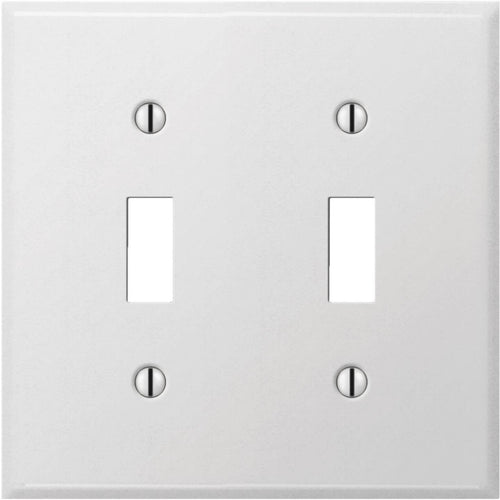 Amerelle PRO 2-Gang Stamped Steel Toggle Switch Wall Plate, Smooth White