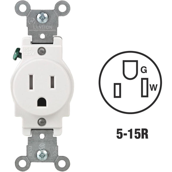 Leviton 15A White Commercial Grade 5-15R Tamper Resistant Single Outlet