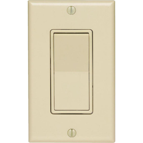 Leviton Decora Residential Grade 15 Amp Rocker Single Pole Switch, Ivory