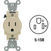 Leviton 15A Ivory Commercial Grade 5-15R Tamper Resistant Single Outlet