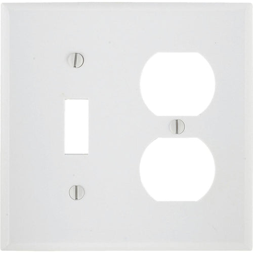 Leviton Oversized 2-Gang Thermoset Single Toggle/Duplex Outlet Wall Plate, White