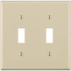 Leviton 2-Gang Thermoplastic Nylon Toggle Switch Wall Plate, Light Almond