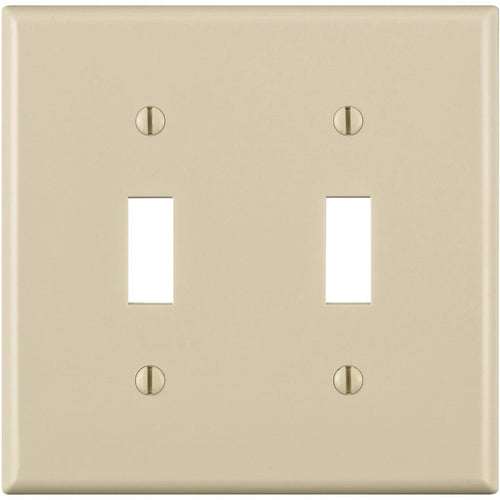 Leviton 2-Gang Thermoplastic Nylon Toggle Switch Wall Plate, Light Almond