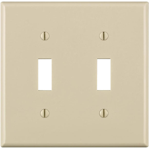 Leviton 2-Gang Thermoplastic Nylon Toggle Switch Wall Plate, Light Almond