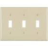 Leviton 3-Gang Thermoplastic Nylon Toggle Switch Wall Plate, Light Almond