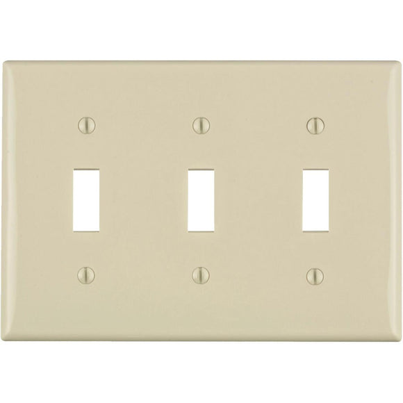 Leviton 3-Gang Thermoplastic Nylon Toggle Switch Wall Plate, Light Almond