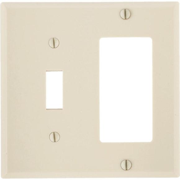 Leviton Decora 2-Gang Thermoset Single Toggle/Rocker Wall Plate, Ivory