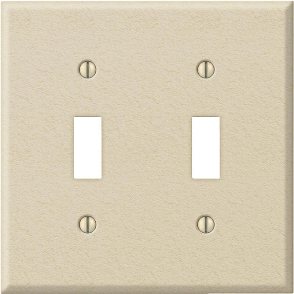 Amerelle PRO 2-Gang Stamped Steel Toggle Switch Wall Plate, Ivory Wrinkle