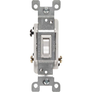 Leviton Non-Grounded Toggle White 15A 3-Way Switch