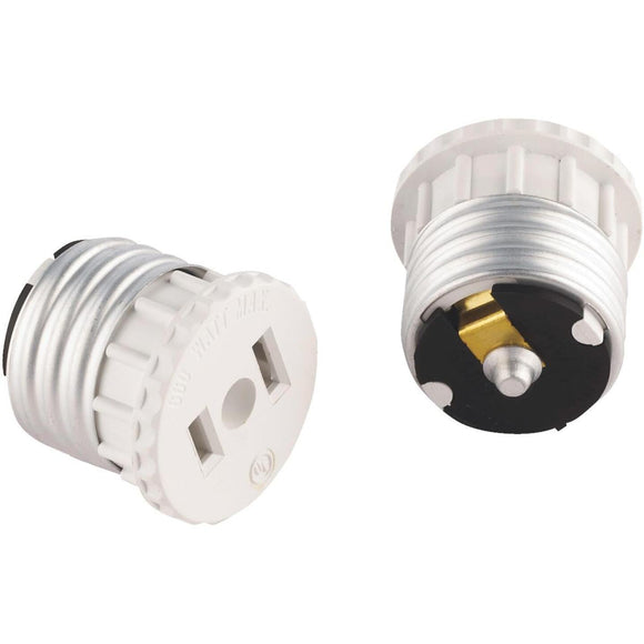 Leviton 600W 120V White Light Socket Adapter (2-Pack)